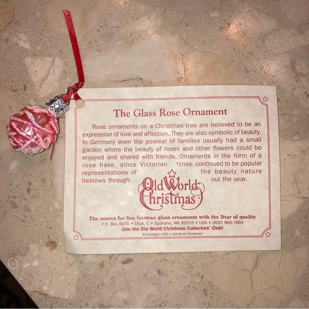 Old World Christmas Glass Rose Ornament